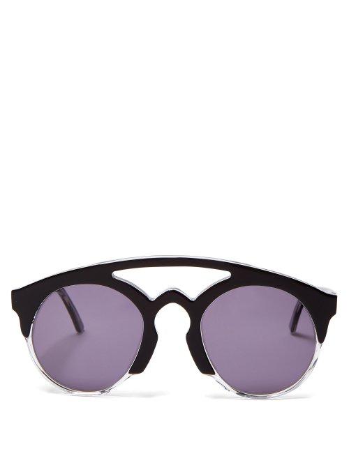 Matchesfashion.com Marques'almeida - Half Frame Acetate Aviator Sunglasses - Womens - Black