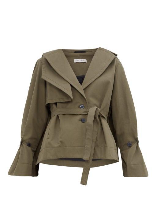 Matchesfashion.com Palmer//harding - Belted Cotton Twill Jacket - Womens - Khaki