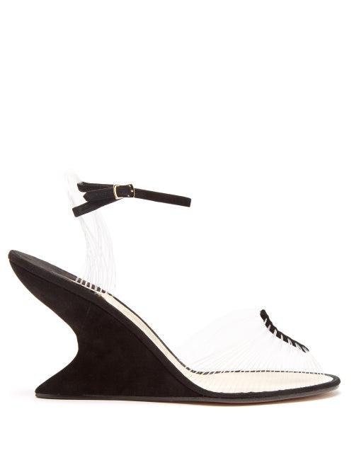 Ladies Shoes Salvatore Ferragamo - 1947 Invisible Suede Sandals - Womens - Black