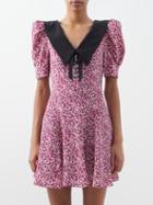 Alessandra Rich - Floral-print Silk Mini Dress - Womens - Purple