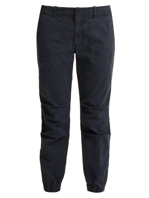 Matchesfashion.com Nili Lotan - Cropped Cotton Blend Military Trousers - Womens - Navy