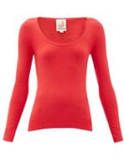 Matchesfashion.com Joostricot - Peachskin Scoop Neck Cotton Blend Sweater - Womens - Red