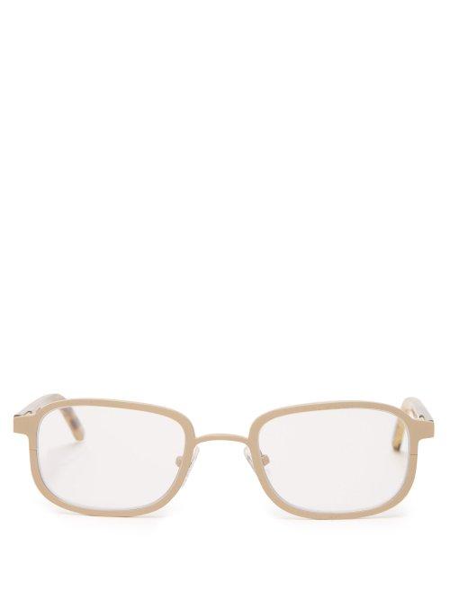 Matchesfashion.com Blyszak - Iii Square Frame Metal Glasses - Mens - Beige