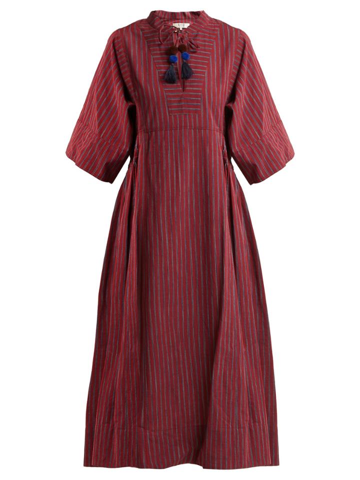 Sea Ines Bell-sleeve Striped Cotton Dress