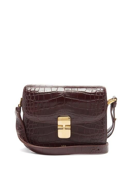 A.p.c. - Grace Small Croc-effect Leather Cross-body Bag - Womens - Burgundy