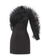Matchesfashion.com Alexandre Vauthier - Pliss Organza-trim Crepe Mini Dress - Womens - Black