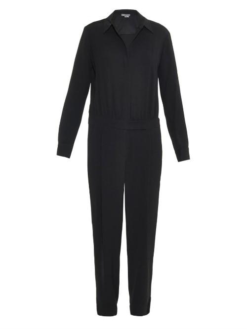 Vince Long-sleeved Crepe Jumpsuit
