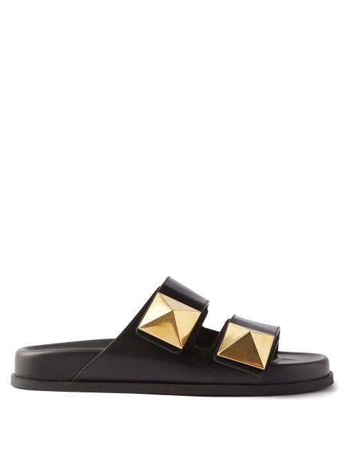 Valentino Garavani - One Stud Leather Slides - Womens - Black