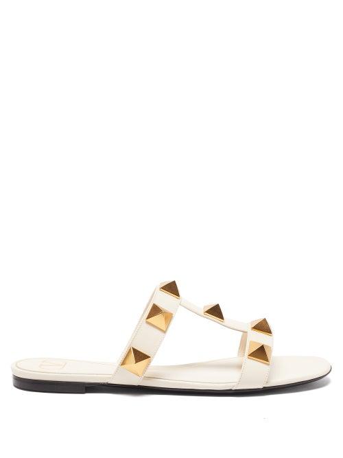 Matchesfashion.com Valentino Garavani - Roman Stud Leather Sandals - Womens - Ivory