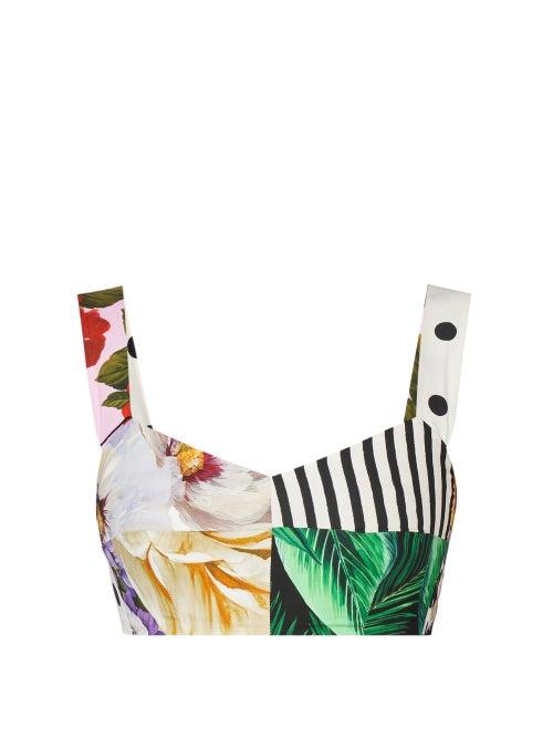 Matchesfashion.com Dolce & Gabbana - Patchwork Printed Poplin Cropped Top - Womens - Multi