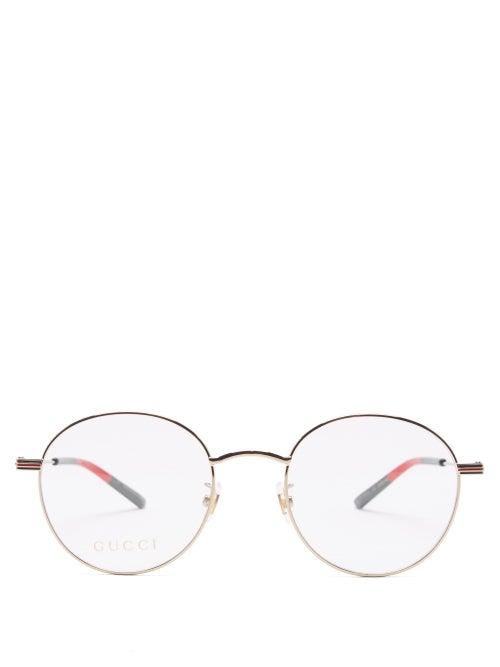 Gucci - Web-stripe Round Metal Glasses - Mens - Gold