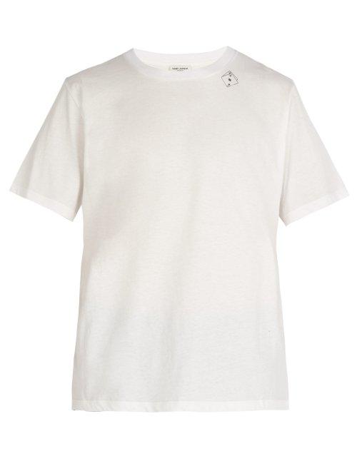 Matchesfashion.com Saint Laurent - Card Print Cotton T Shirt - Mens - White