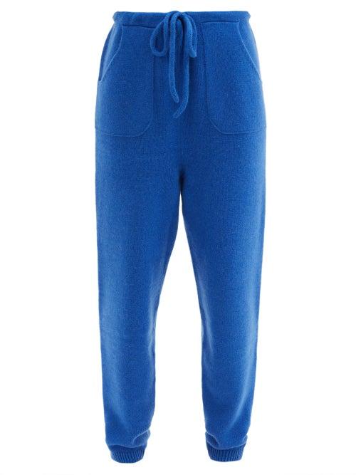 Matchesfashion.com The Elder Statesman - Drawstring-waist Cashmere Track Pants - Womens - Blue