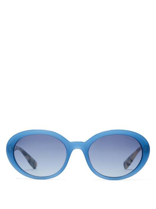 Matchesfashion.com Miu Miu - Oval Shaped Acetate Sunglasses - Womens - Blue