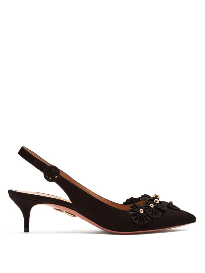 Aquazzura Exotic Embellished Slingback Suede Pumps