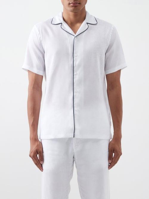 Orlebar Brown - Hibbert Contrast-piping Linen Shirt - Mens - White