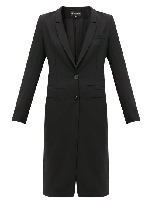 Matchesfashion.com Ann Demeulemeester - Lace-up Cuff Wool-twill Coat - Womens - Black