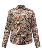 Matchesfashion.com Edward Crutchley - Cloud-print Silk-satin Shirt - Mens - Black Multi