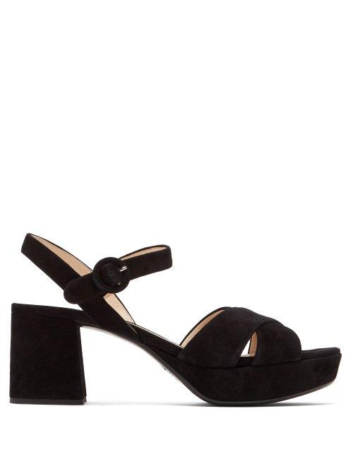 Matchesfashion.com Prada - Platform Suede Sandals - Womens - Black