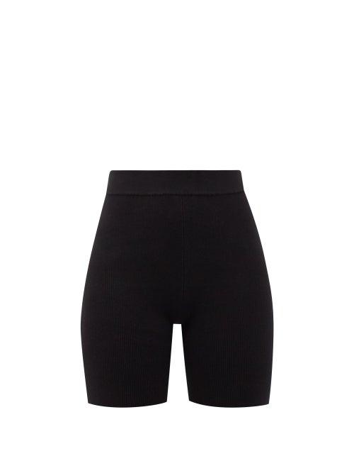 Joostricot - High-rise Ribbed Cotton-blend Bike Shorts - Womens - Black