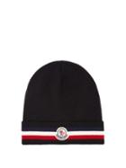 Matchesfashion.com Moncler - Striped Wool Beanie Hat - Mens - Black