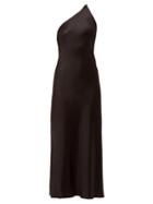 Matchesfashion.com Galvan - Roxy Asymmetric Silk Satin Dress - Womens - Black