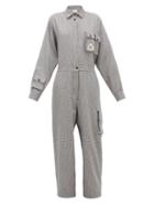 Matchesfashion.com Natasha Zinko - Houndstooth Cotton Jumpsuit - Womens - Grey