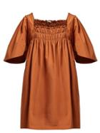 Matchesfashion.com Three Graces London - Emmeline Cotton Dress - Womens - Light Brown