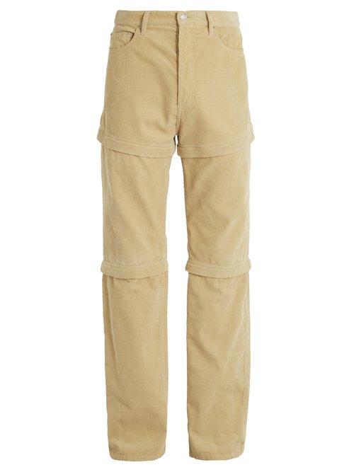 Matchesfashion.com Balenciaga - Detachable Panel Cotton Corduroy Trousers - Mens - Beige