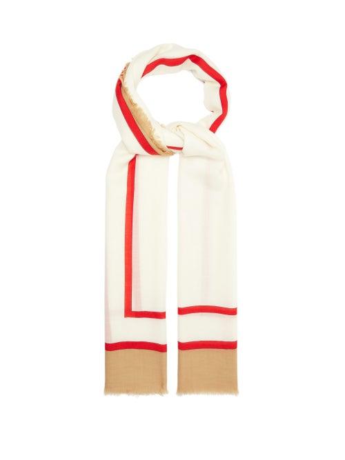 Matchesfashion.com Burberry - Society Printed Silk Scarf - Womens - Beige Multi