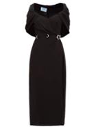 Matchesfashion.com Prada - Buckled Waist Cape Cady Crepe Dress - Womens - Black