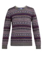 Matchesfashion.com Junya Watanabe - Fair Isle Striped Wool Sweater - Mens - Grey
