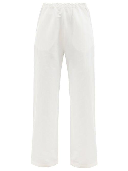 Matchesfashion.com Totme - Drawstring-waist Linen Wide-leg Trousers - Womens - White