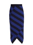 Matchesfashion.com Altuzarra - Mallory Asymmetric Striped Ribbed Knit Midi Skirt - Womens - Navy Stripe