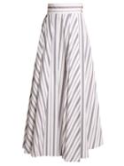 Matchesfashion.com A.w.a.k.e. - Striped Cotton Maxi Skirt - Womens - White Multi