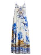 Matchesfashion.com Camilla - Saint Germaine Print Silk Maxi Dress - Womens - Blue Print