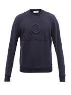 Matchesfashion.com Moncler - Logo-embroidered Cotton-jersey Sweatshirt - Mens - Navy