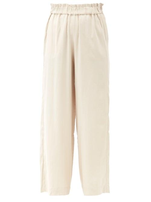 Matchesfashion.com Casa Raki - Natalia High-rise Canvas Wide-leg Trousers - Womens - Gold