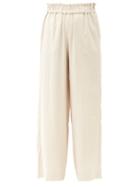 Matchesfashion.com Casa Raki - Natalia High-rise Canvas Wide-leg Trousers - Womens - Gold