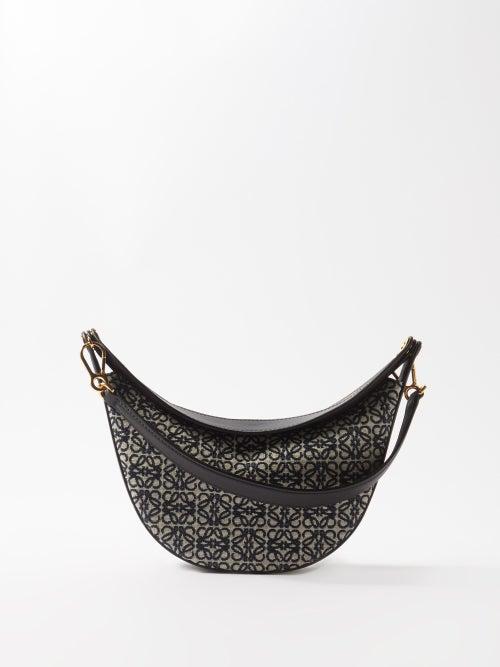 Loewe - Luna Small Anagram-jacquard & Leather Shoulder Bag - Womens - Navy Multi