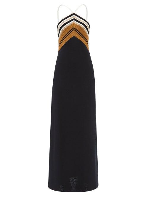 Proenza Schouler - Striped Halterneck Knit Mixi Dress - Womens - Black