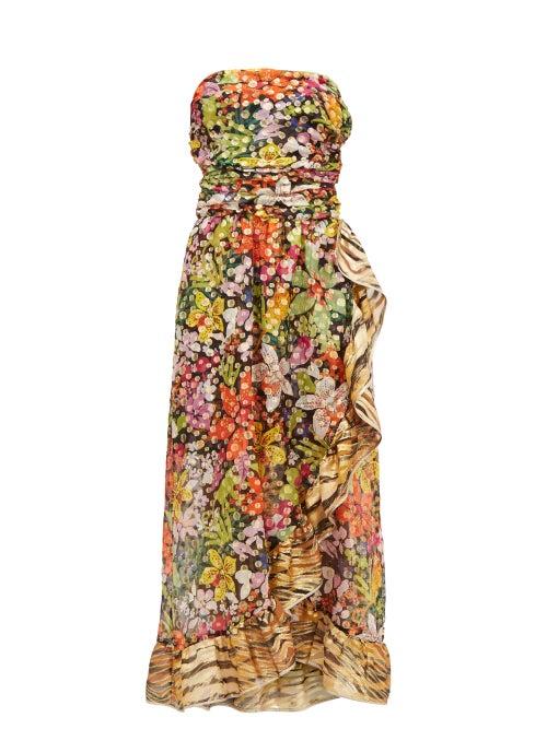 Matchesfashion.com Dundas - Ruffled Floral-print Silk-blend Chiffon Dress - Womens - Multi