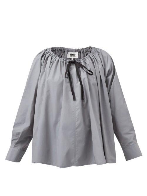 Mm6 Maison Margiela - Drawstring Poplin Blouse - Womens - Grey