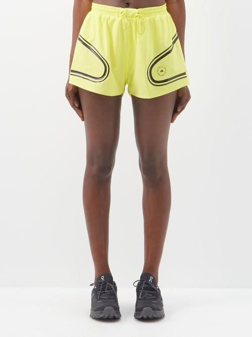 Adidas By Stella Mccartney - Truepace Mesh-insert Recycled Fibre-blend Shorts - Womens - Neon Yellow