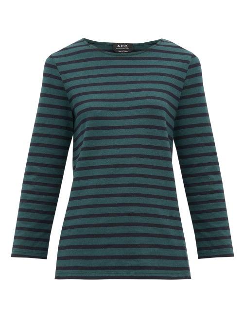 Matchesfashion.com A.p.c. - Catarina Breton Striped Cotton Top - Womens - Green Multi