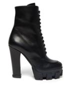 Matchesfashion.com Prada - Exaggerated Tread Sole Lace Up Leather Boots - Womens - Black