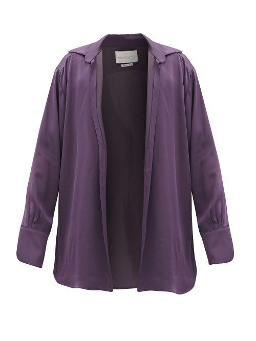 Matchesfashion.com Ludovic De Saint Sernin - Go To Open-front Silk-satin Shirt - Mens - Dark Purple