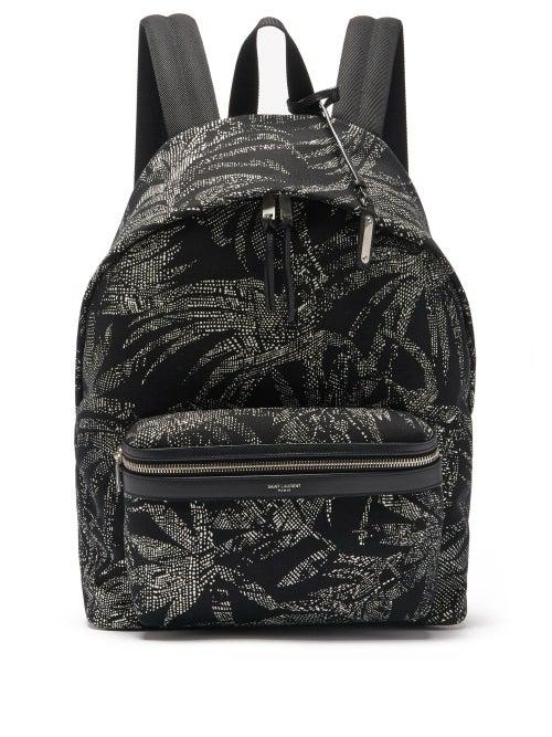 Matchesfashion.com Saint Laurent - City Tropical-print Canvas Backpack - Mens - Black White