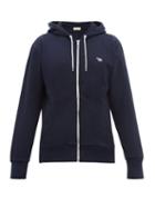 Matchesfashion.com Maison Kitsun - Fox Appliqu Zip Through Cotton Hooded Sweatshirt - Mens - Navy