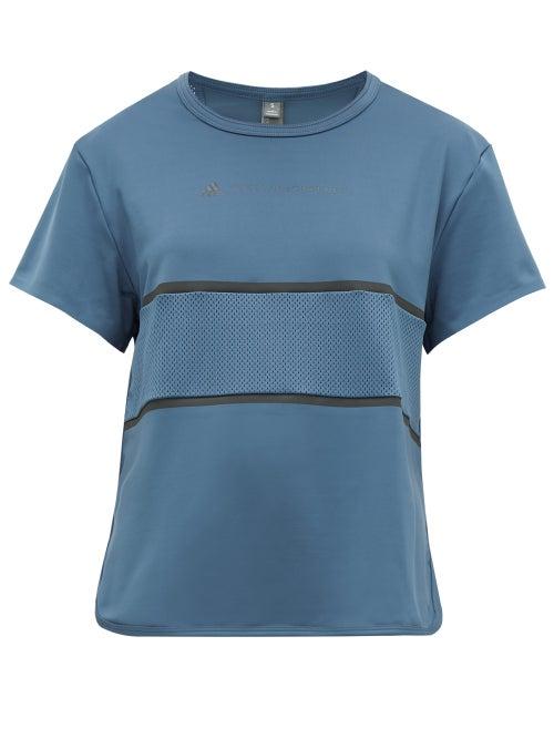 Matchesfashion.com Adidas By Stella Mccartney - Run Mesh Panel T Shirt - Womens - Blue